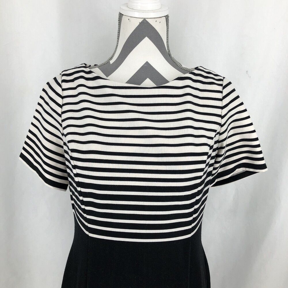 Jones New York lack White Striped Below Knee Dress 10
